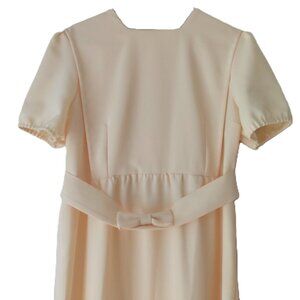 Formal Yellow Amish Mennonite Cape Dress 42"B 37"W Reverse Satin Bow Belt Modest